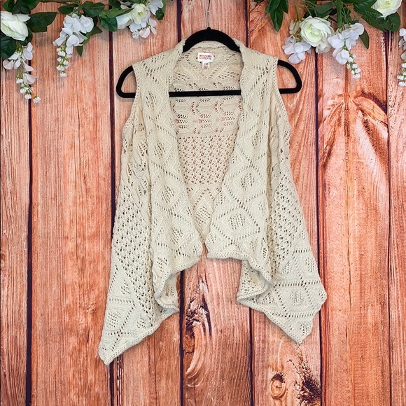 Mossimo Supply Co. Sweaters - Mossimo Crocheted Asymmetrical Open Front Cardigan